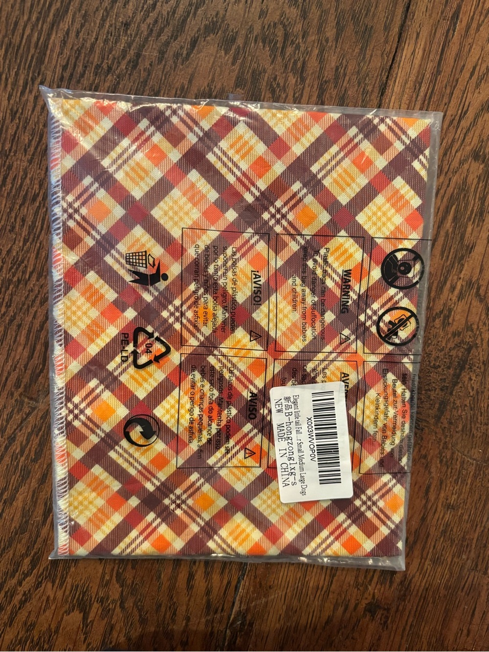 Elegant Little Tail Plaid Dog Bandana - Burgundy, Orange & Cream - Picture 9 of 11